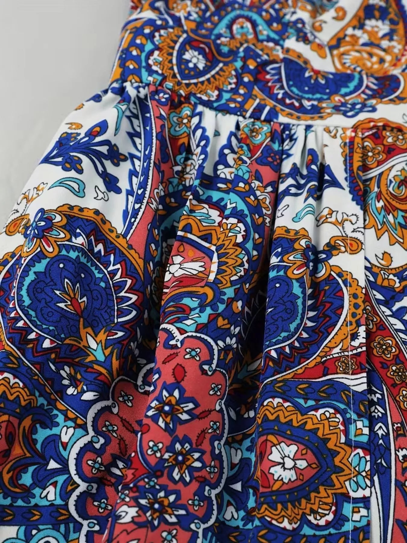 Paisley Print Sleeveless Romper with Long Top