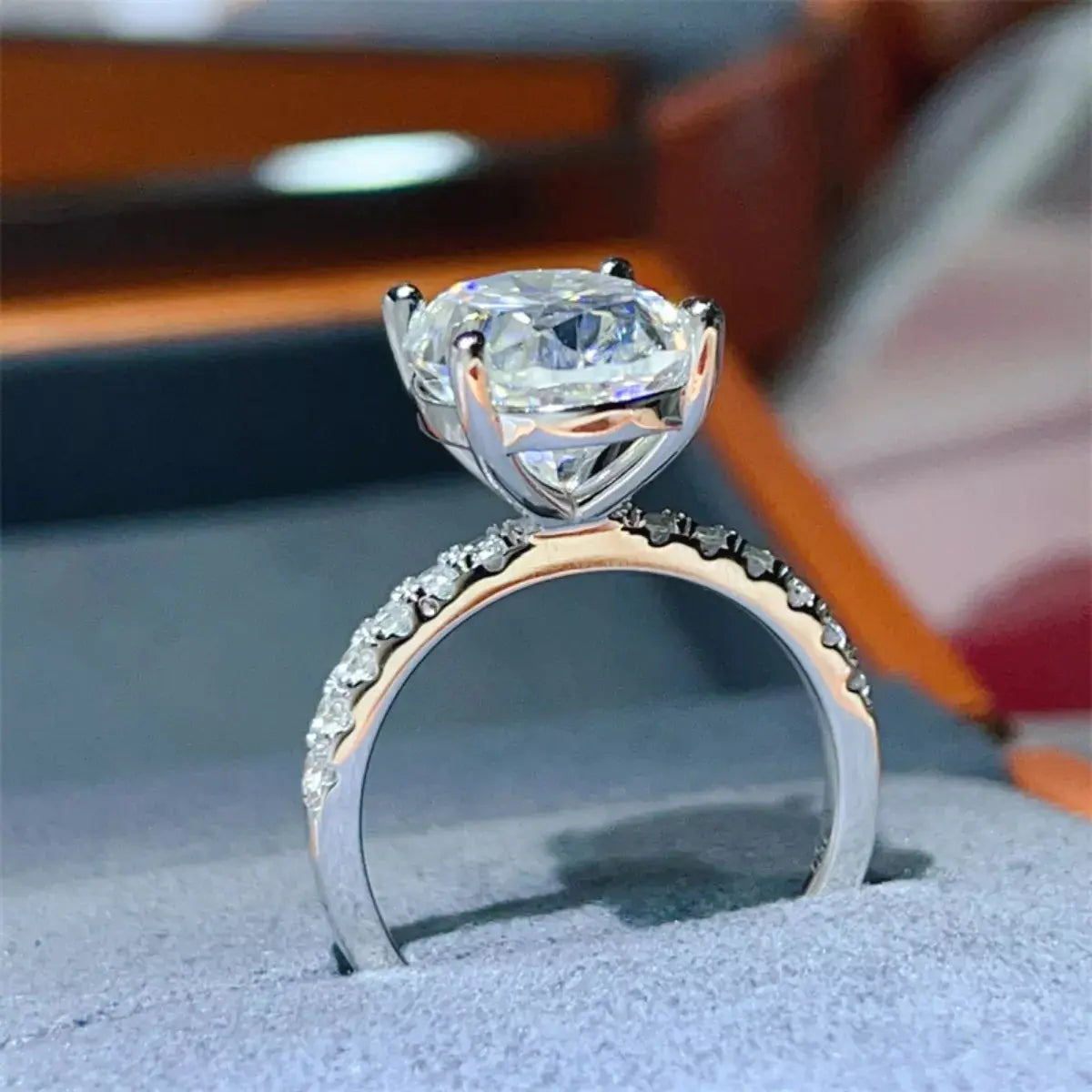 925 Sterling Silver Oval Cut 8 Carat Moissanite Ring