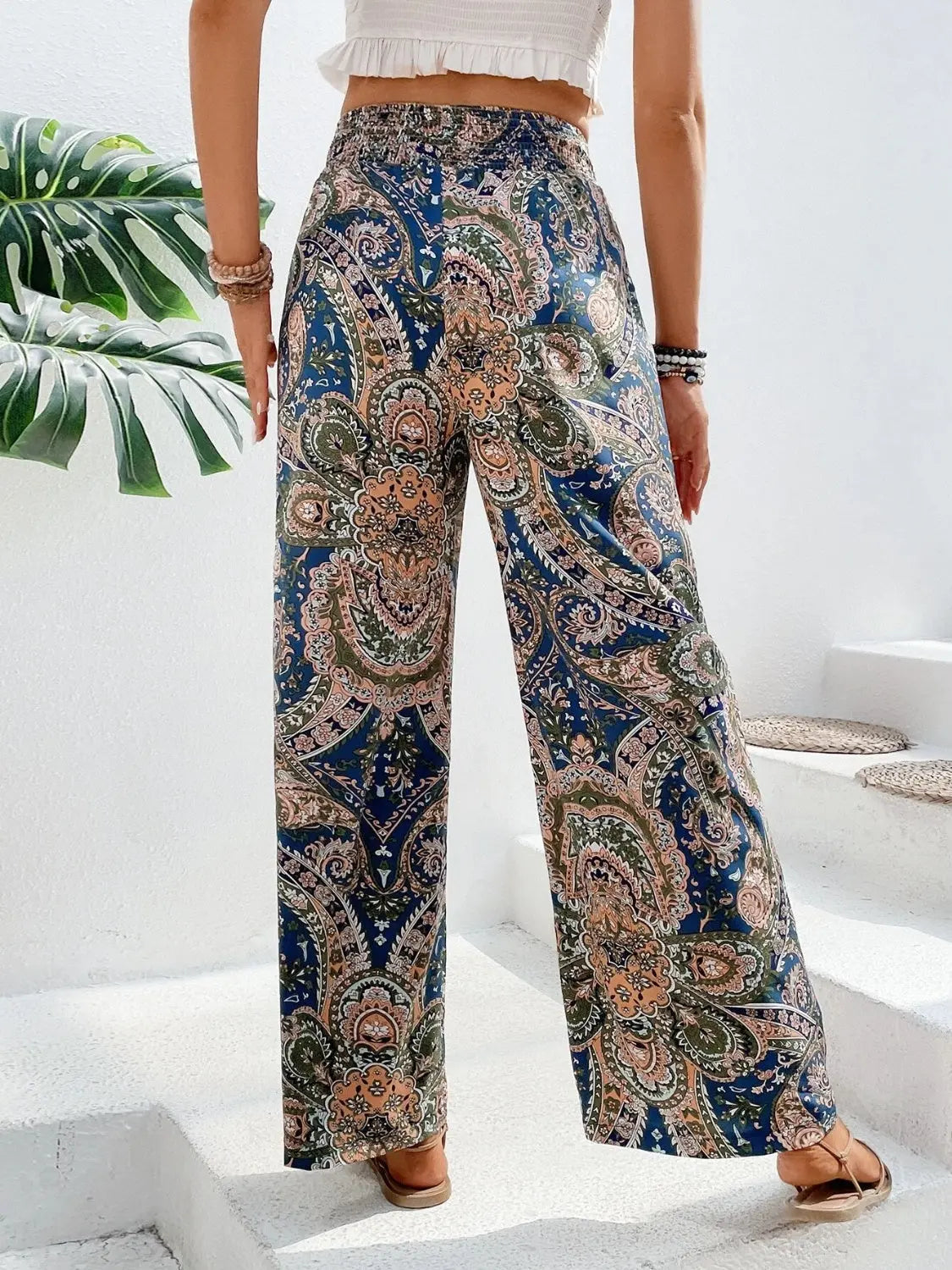 Boho Paisley Printed Wide Leg Pants