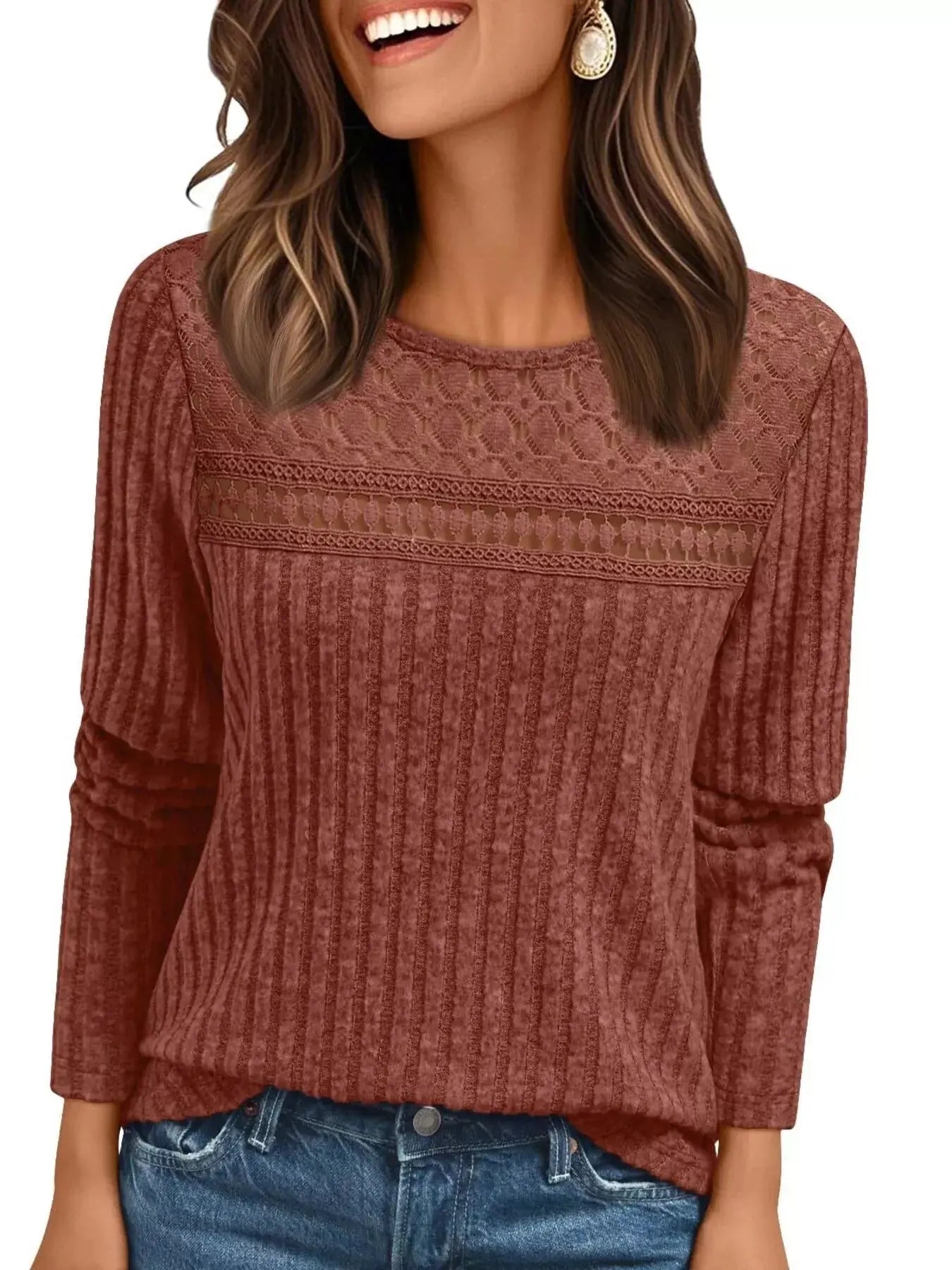 Ribbed Long Sleeve T Shirt