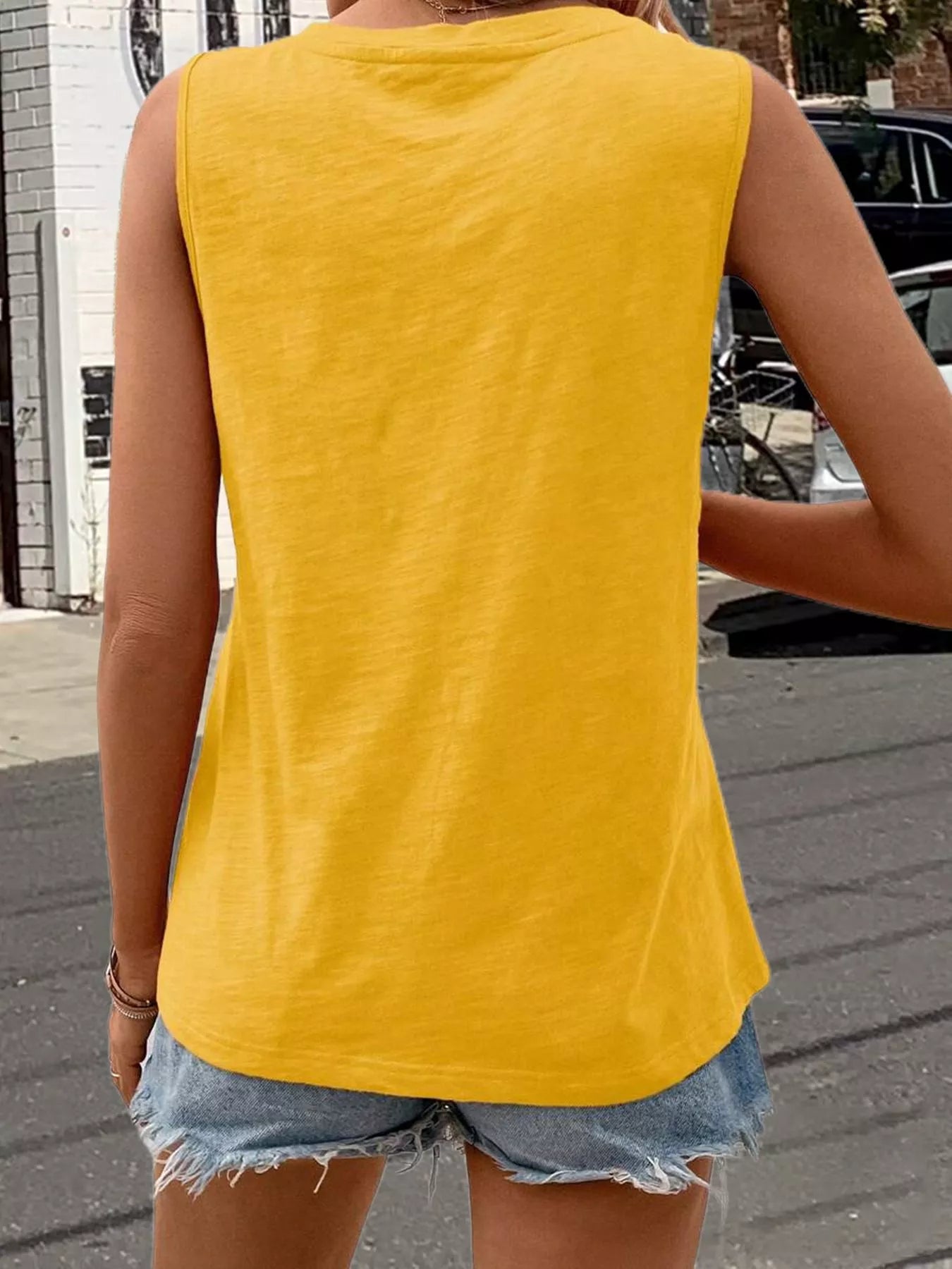 Casual V Neck Pocket Tank Top