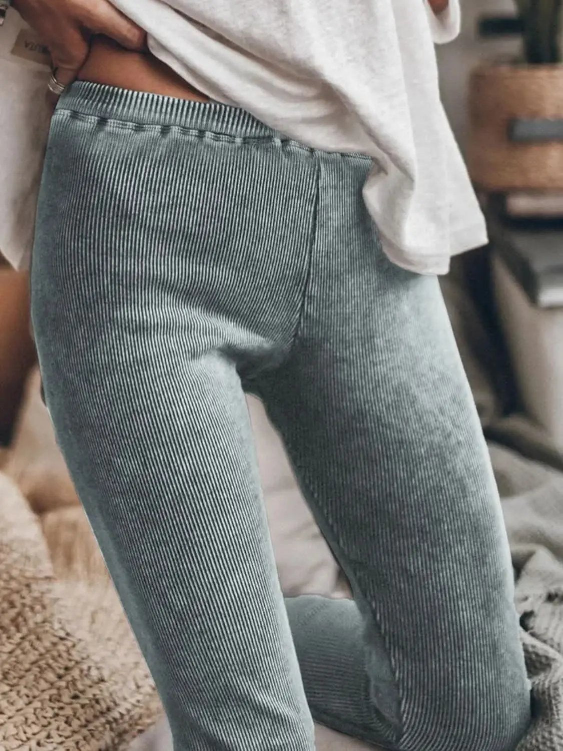 Trendsi Ribbed Leggings Women's Everyday Wear Basic Chic Cotton Blend