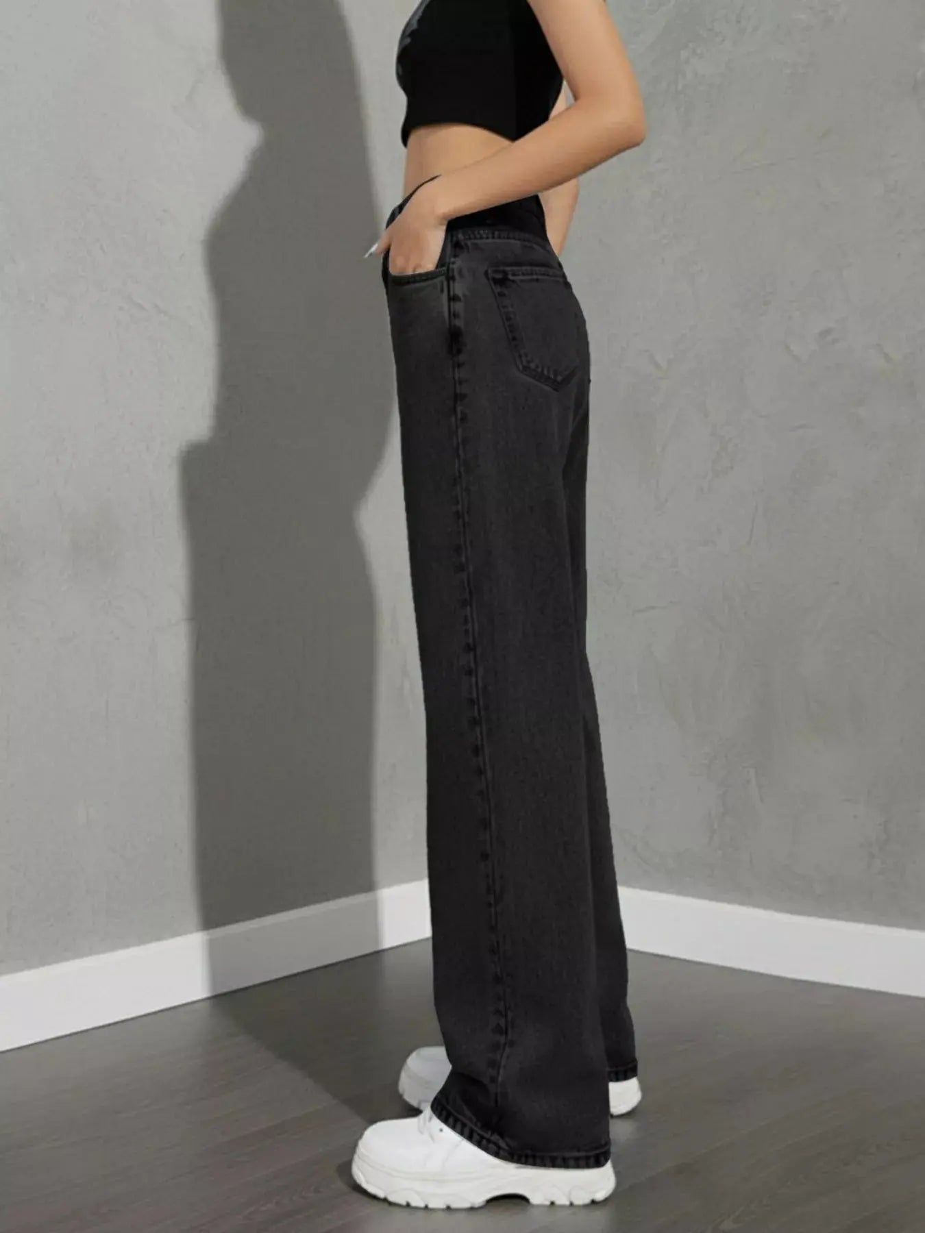 High Waist Wide Leg Denim Jeans