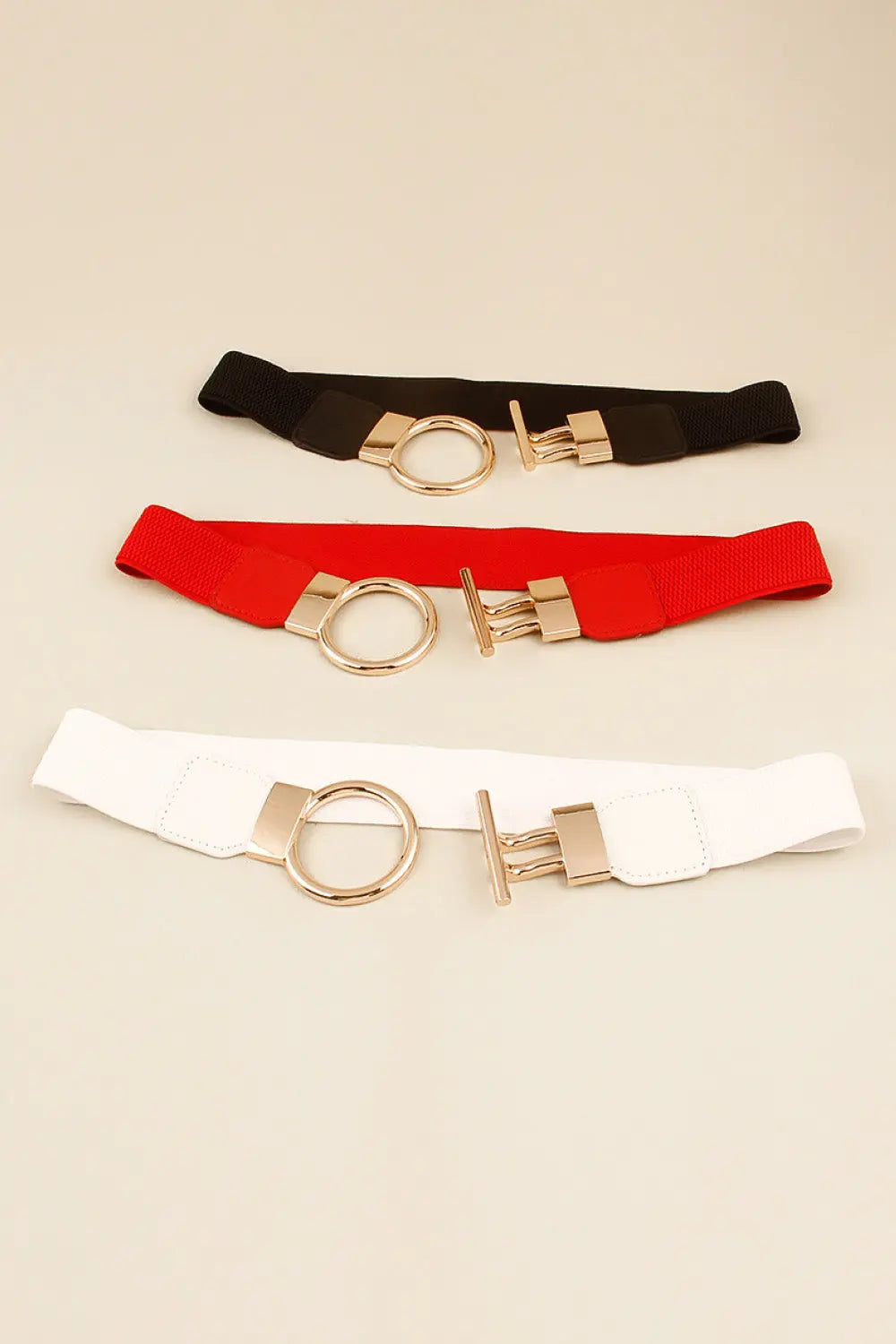 Zinc Alloy Circle Shaped Buckle PU Leather Belt