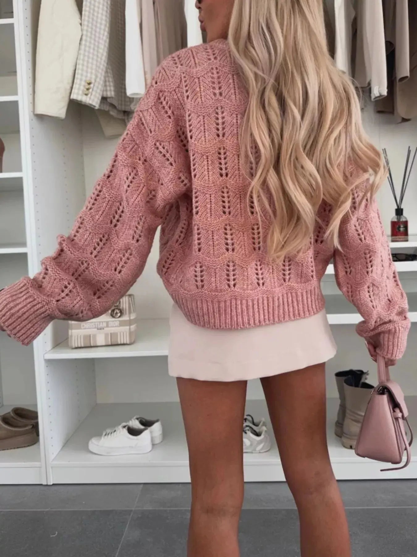 Round Neck Openwork Sweater