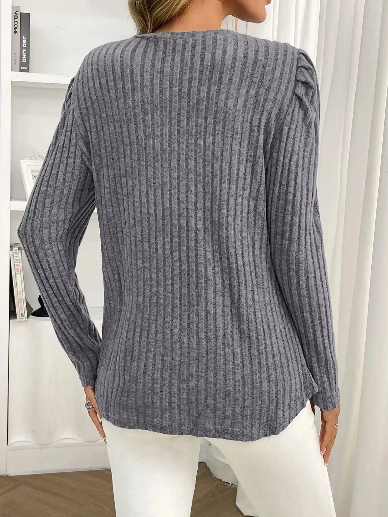 Round Neck Puff Sleeve T Shirt