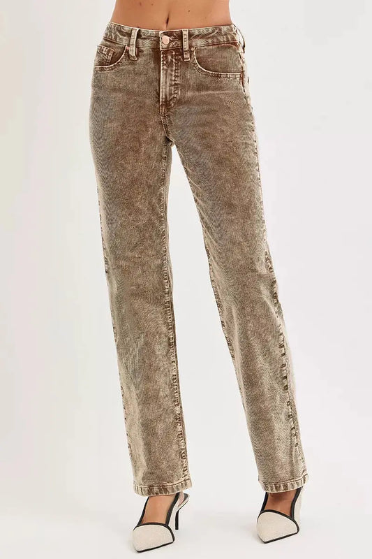 Tummy Control Mid Rise Straight Leg RISEN Corduroy Pants