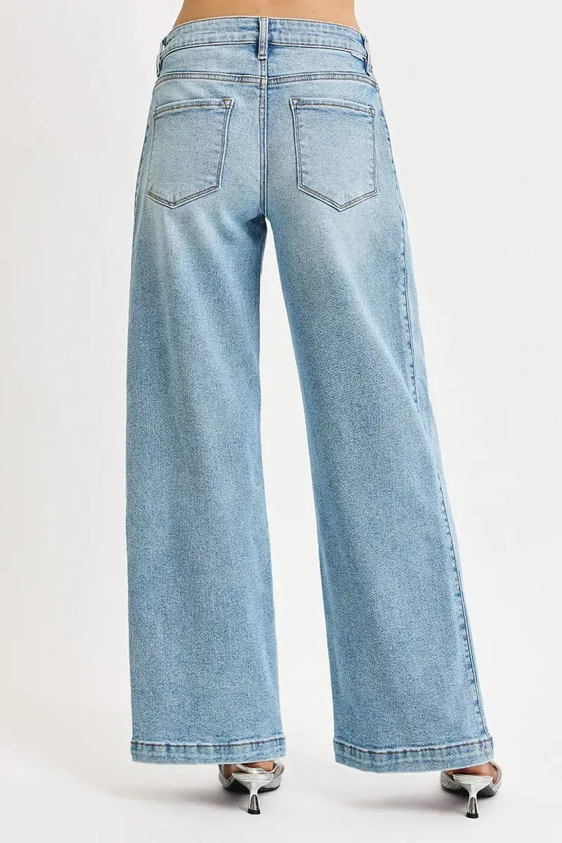 RISEN Jeans - Mid Rise Wide Barrel Transferable Leg Snap Jeans