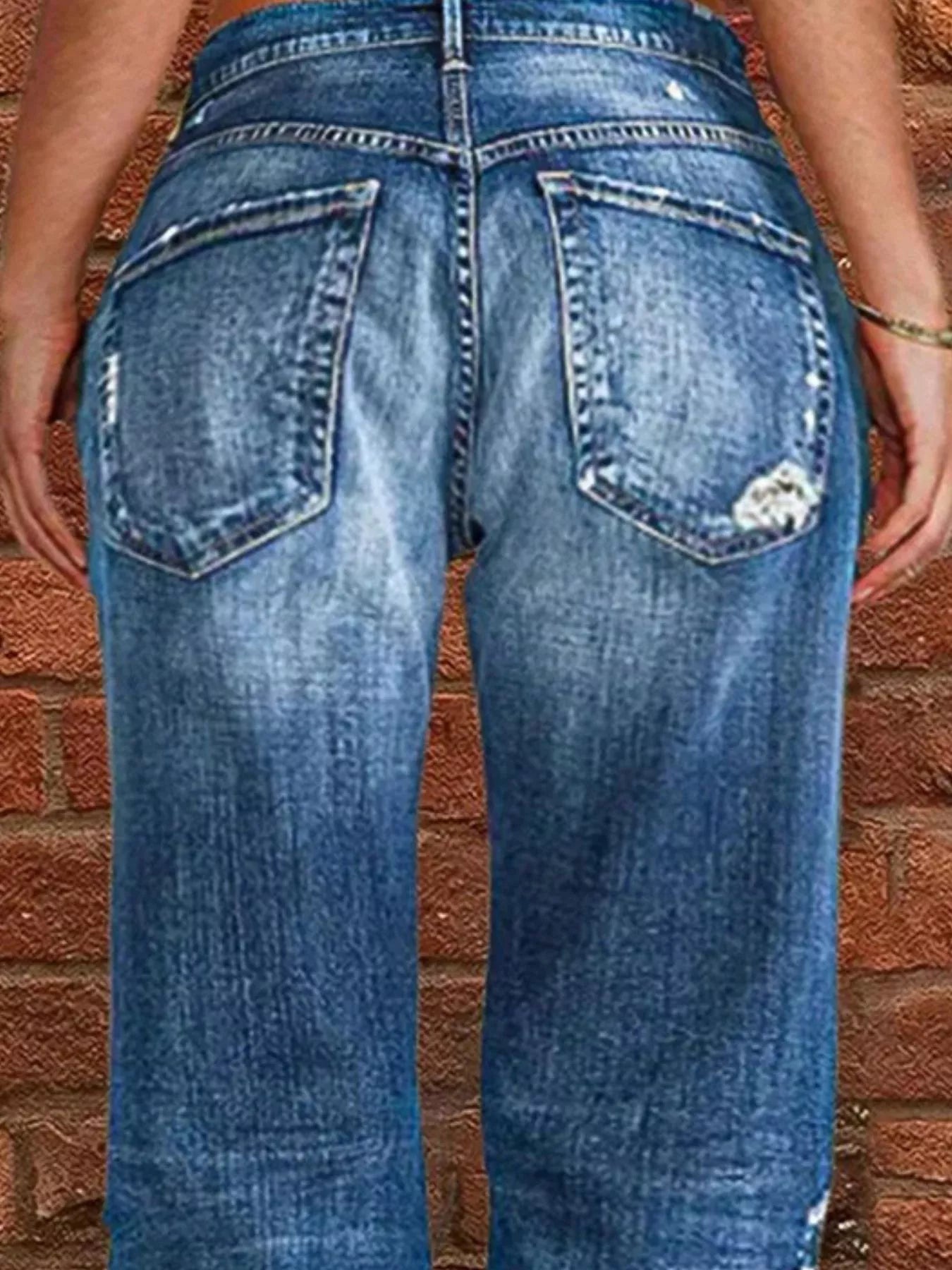 Full Size Distressed Raw Hem Jeans