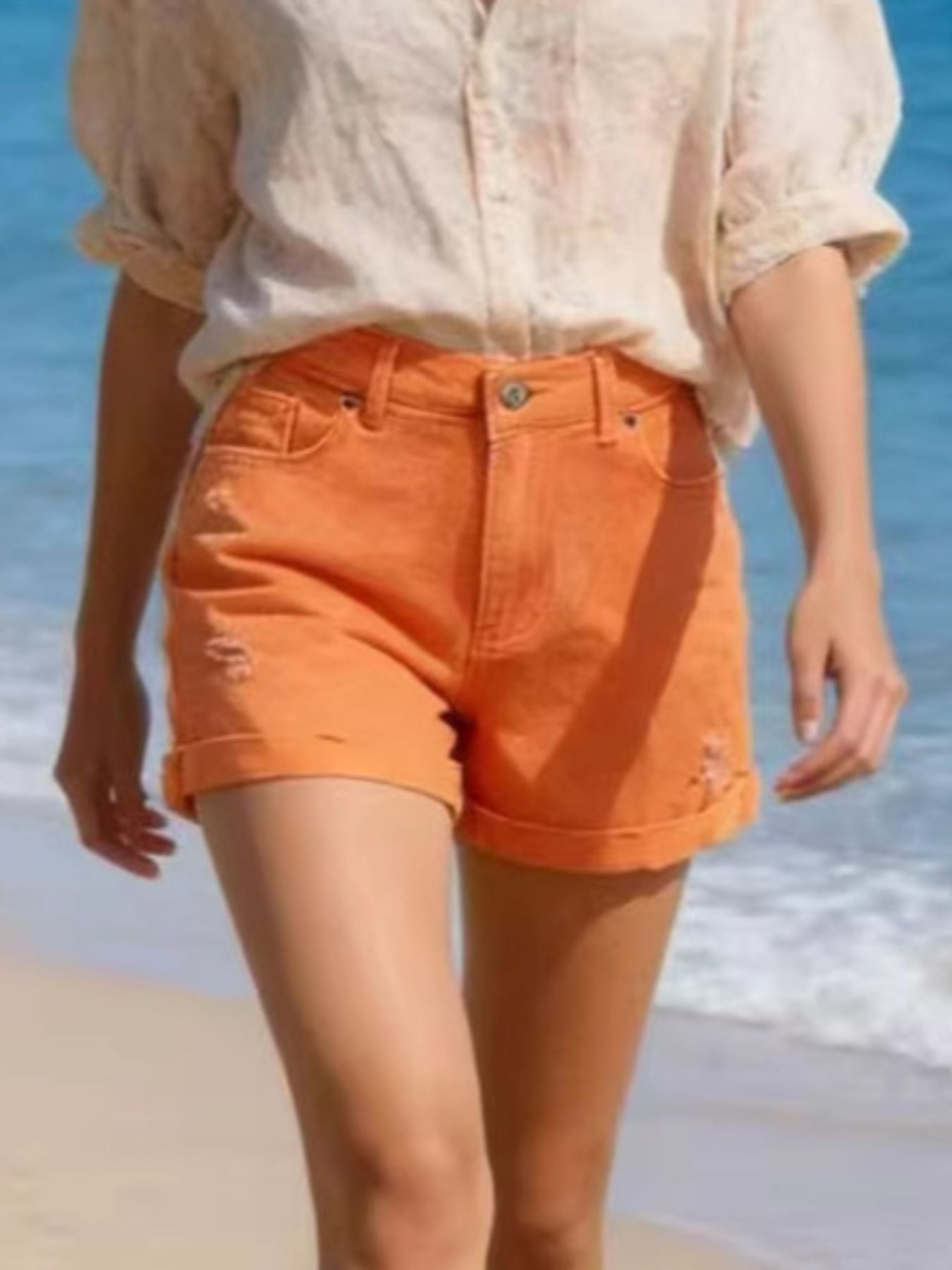 High Waisted Distressed Shorts