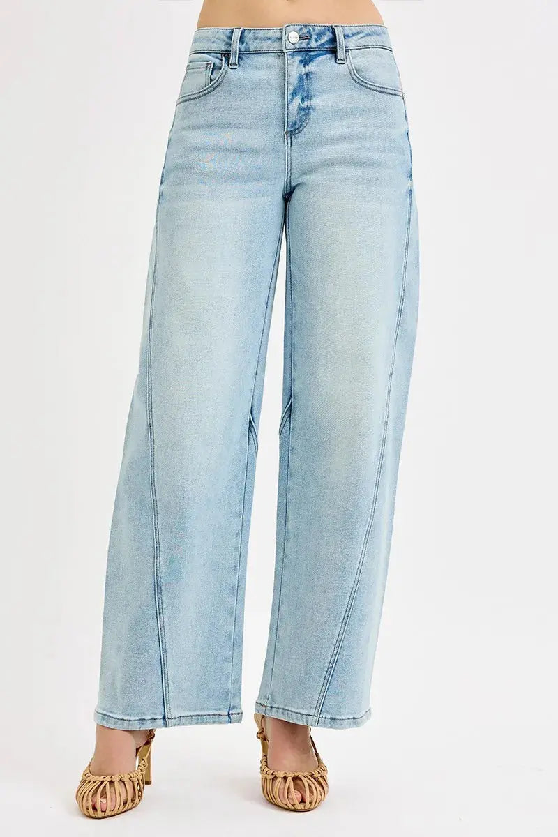 RISEN Jeans - Plus Size Mid Rise Fit Barrel Jeans