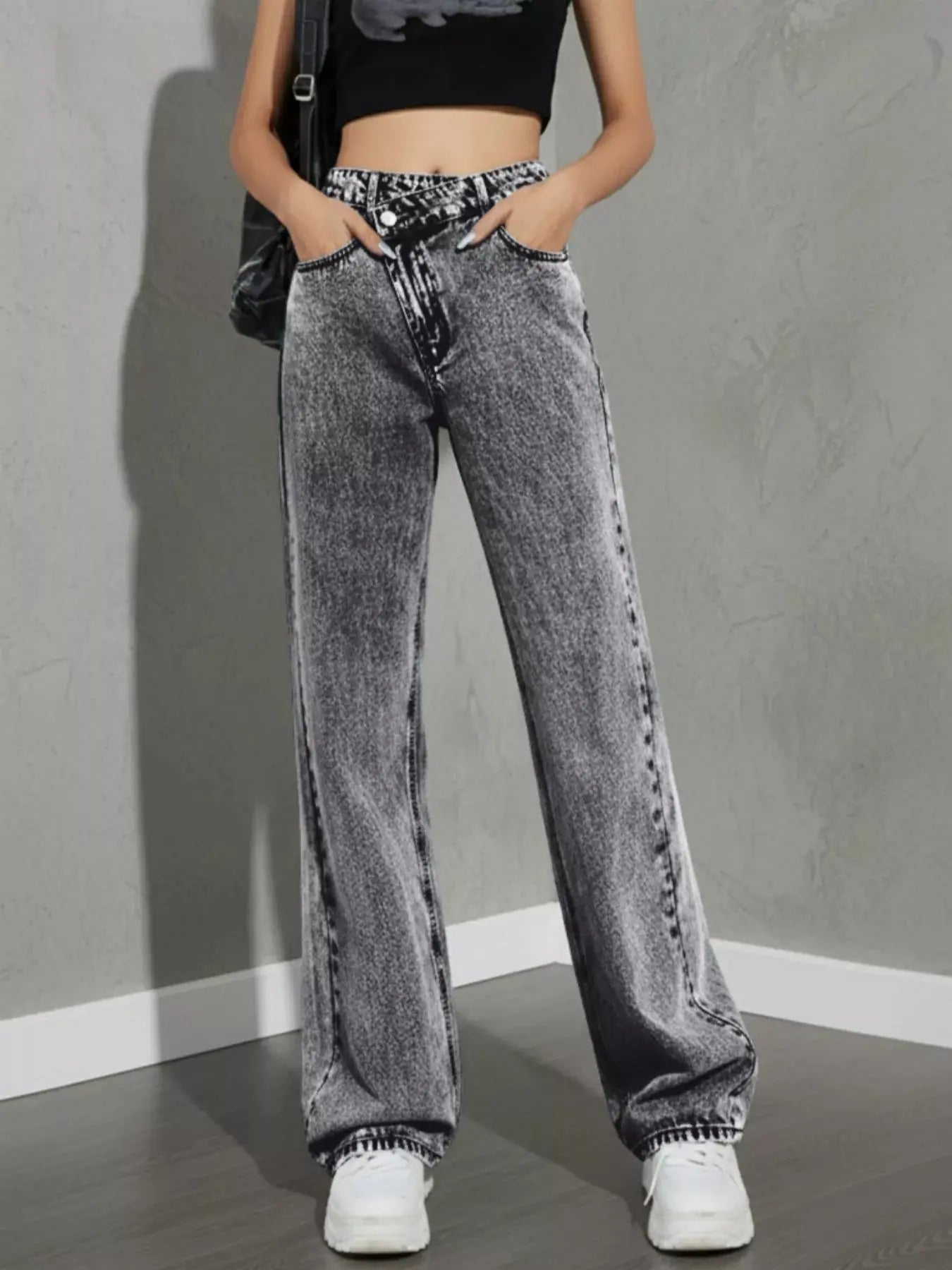 High Waist Wide Leg Denim Jeans