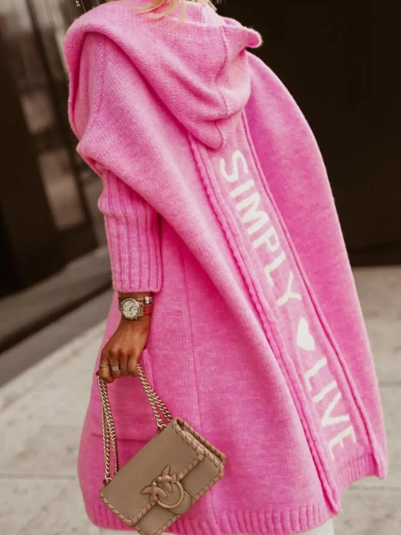 Full Size Hooded Knit Open Front Cardigan