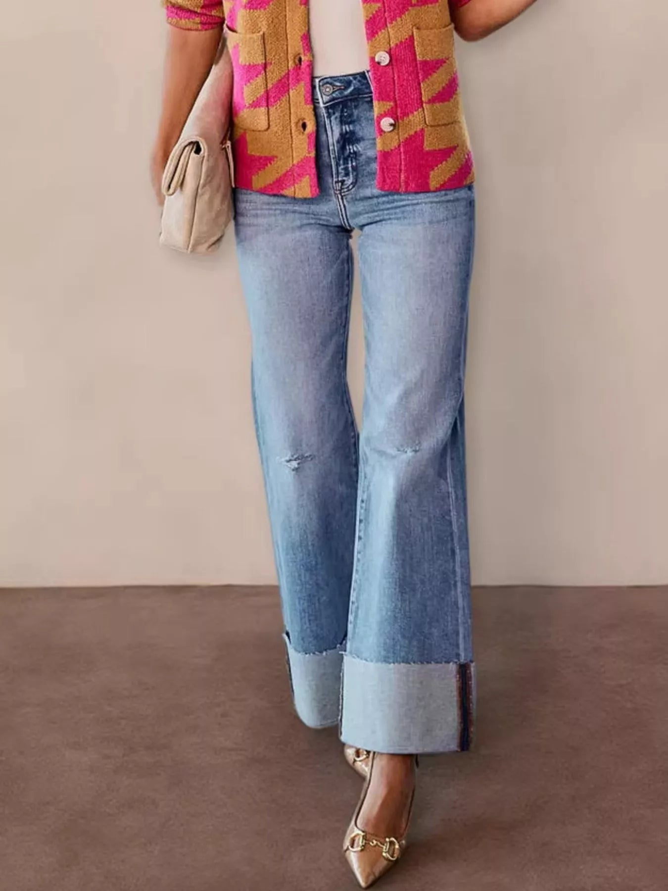 Distressed High Waisted Flare Jeans