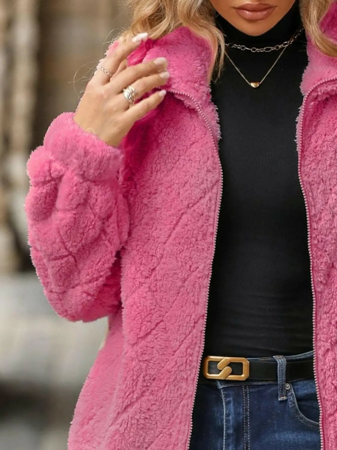 Fuzzy Zip-Up Jacket Fuzzy Jacket - Zip-Up with Pockets Comfort