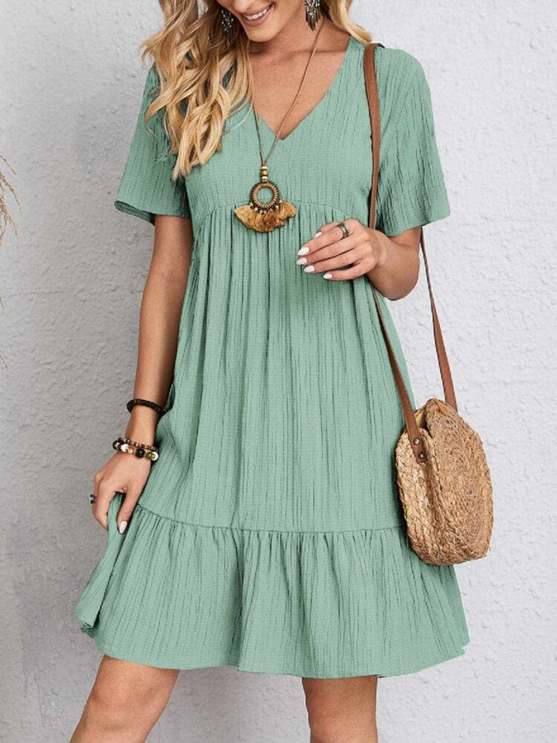 Dresses Trendsi Elegant V-neck dress - 100% polyester