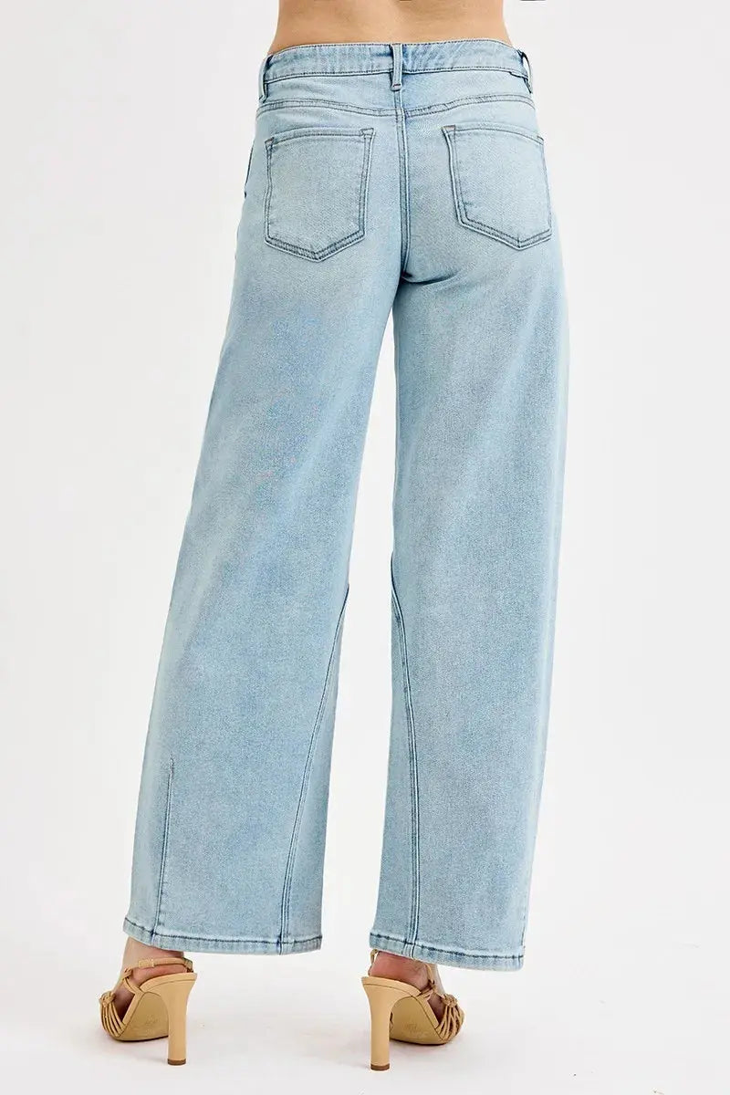 RISEN Jeans - Plus Size Mid Rise Fit Barrel Jeans