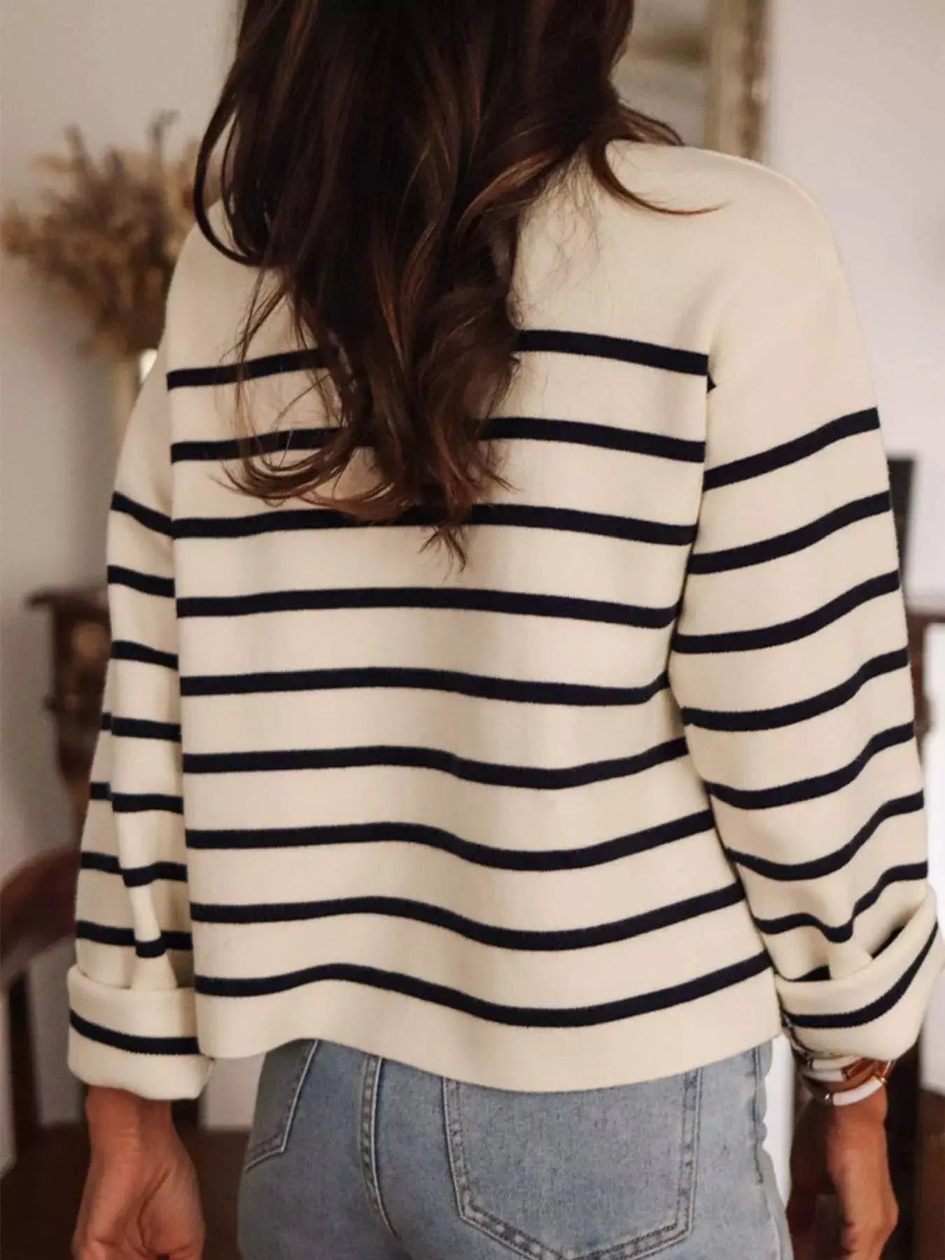 Striped Button Front Cardigan