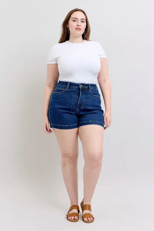 Judy Blue Size Small to 3XL High Waist Tummy Control Denim Shorts