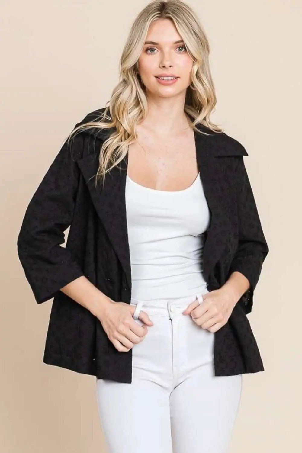 Women's Fashion Jacket Jacket - Eyelet Detail - Chic Style