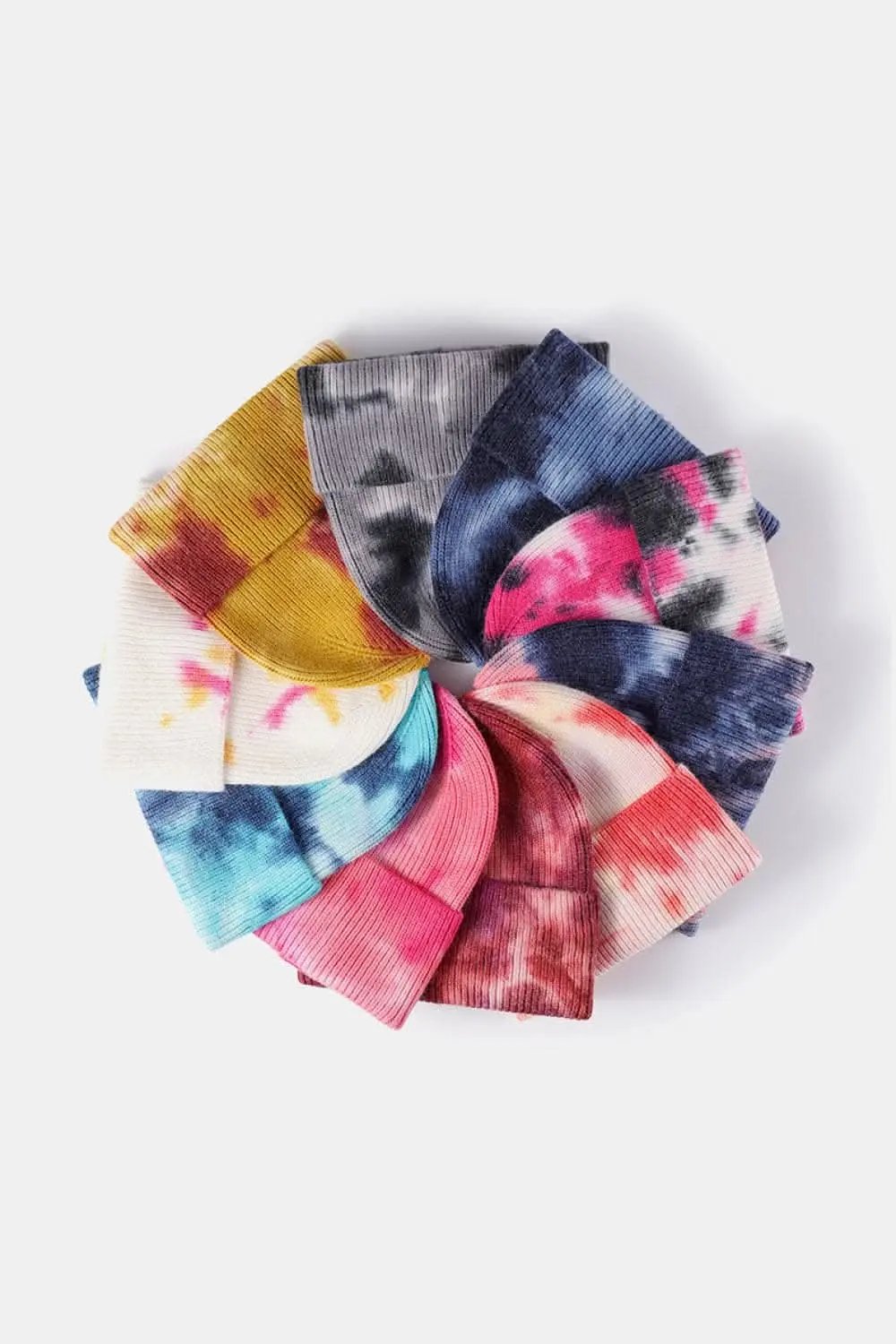 Trendsi Tie-Dye Knit Beanie Hat - Colorful Unisex Winter