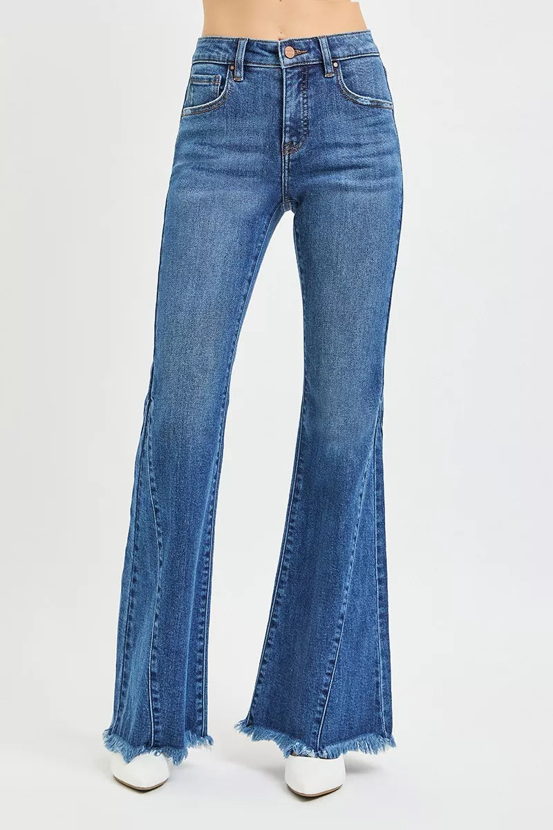 RISEN Jeans - Mid Rise Flare Side Seam Detailing Jeans
