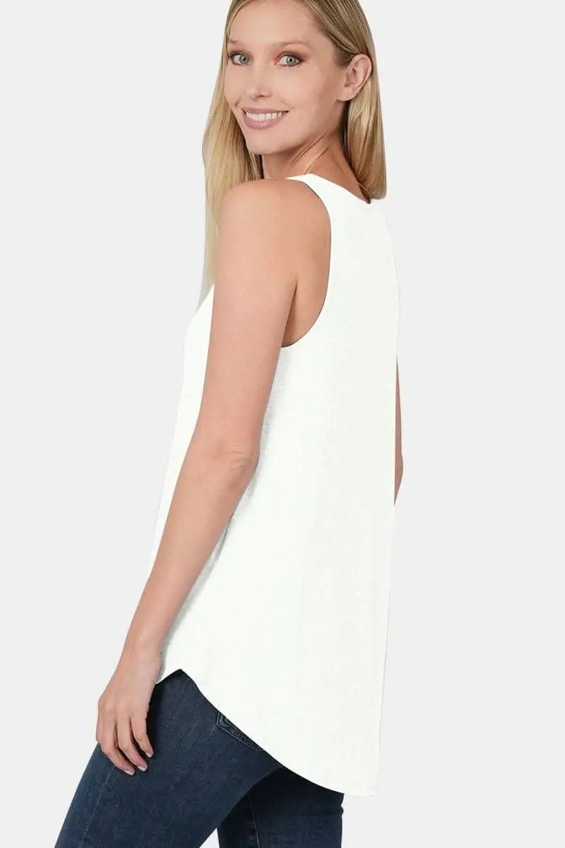 Tank Top Curved Hem Sleeveless by Trendsi | Ivory