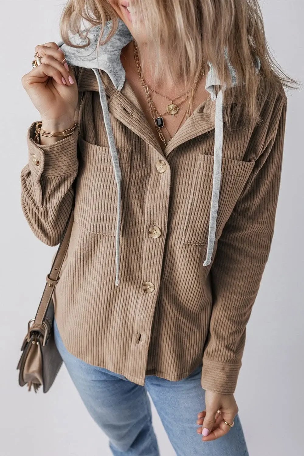 Jackets Trendsi Hooded drawstring jacket with pockets