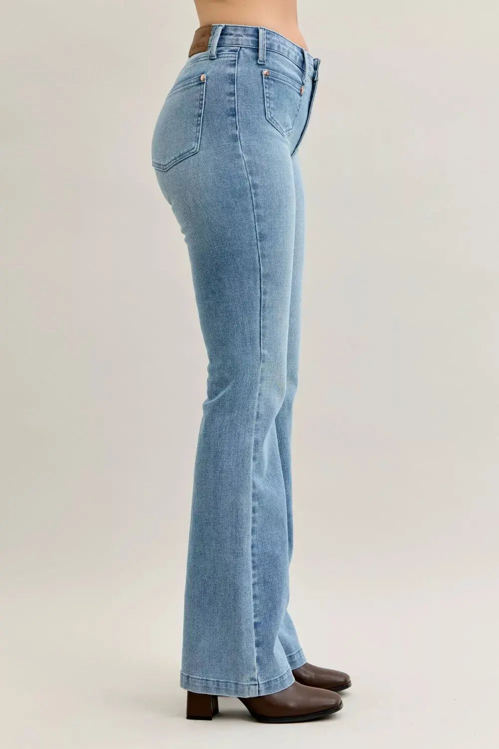 Judy Blue Jeans - Full Size Mid Rise Bootcut Jeans with Contrast Wash & Front Patch Pockets