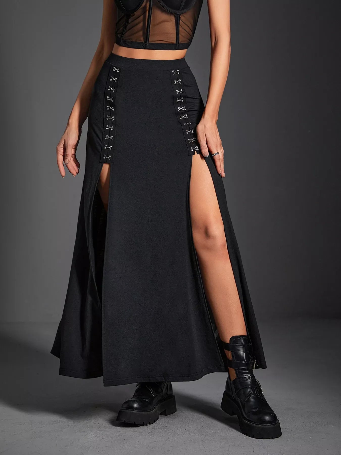 Double Slit High Waist Skirt