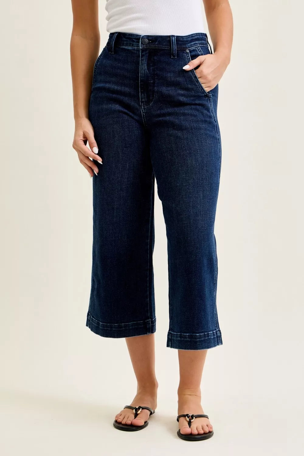 Judy Blue High Waist Wide Leg Ankle Jeans
