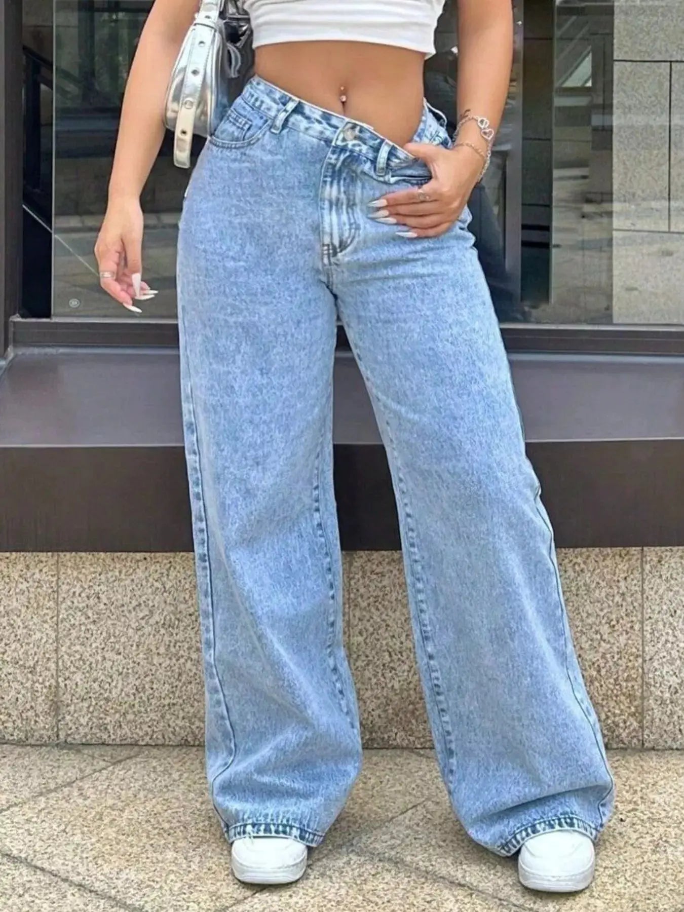 Washed Wide Leg Jeans
