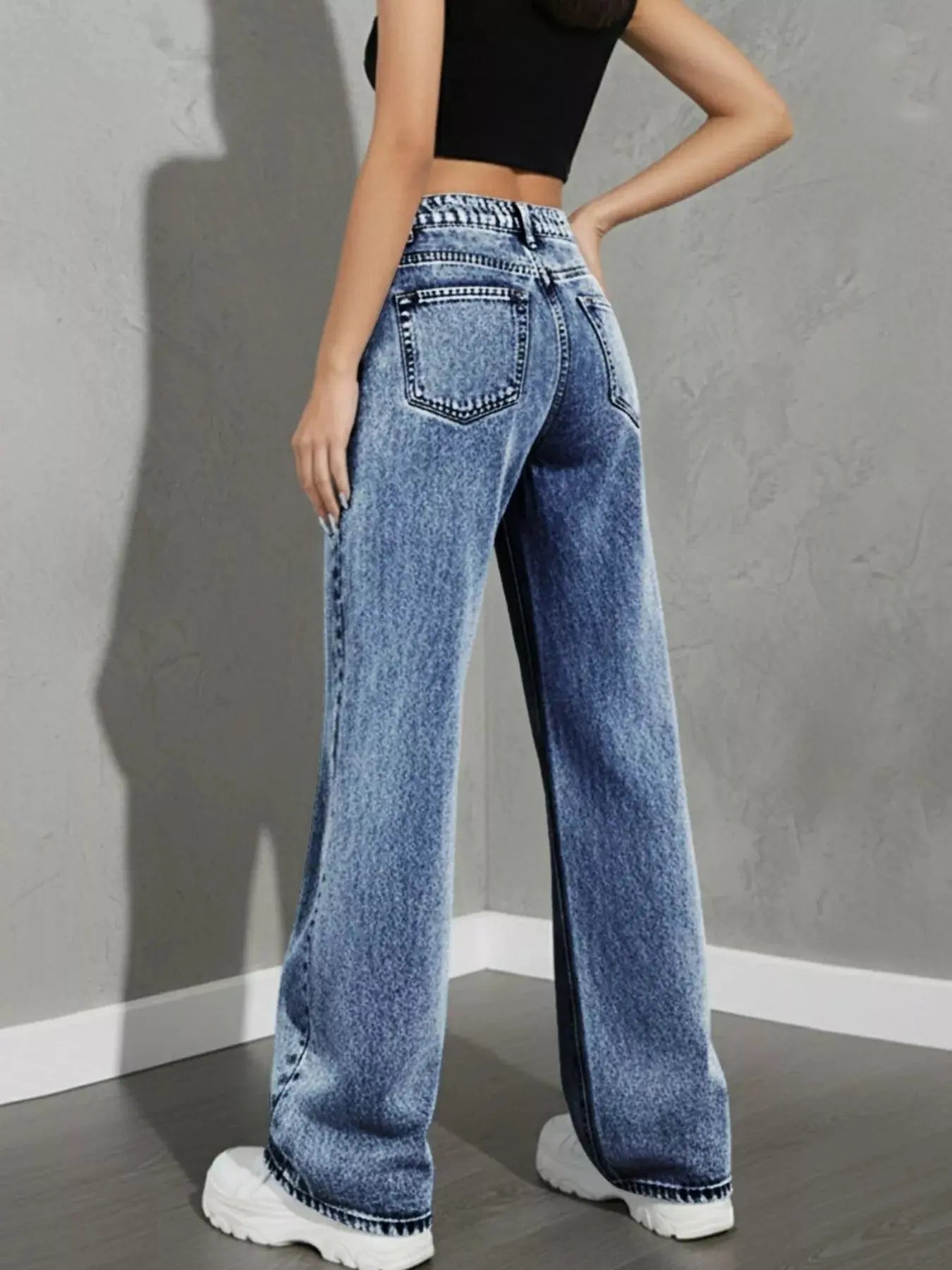 High Waist Wide Leg Denim Jeans