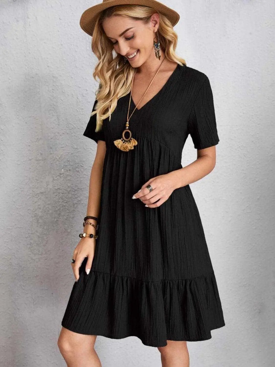 Dresses Trendsi Elegant V-neck dress - 100% polyester