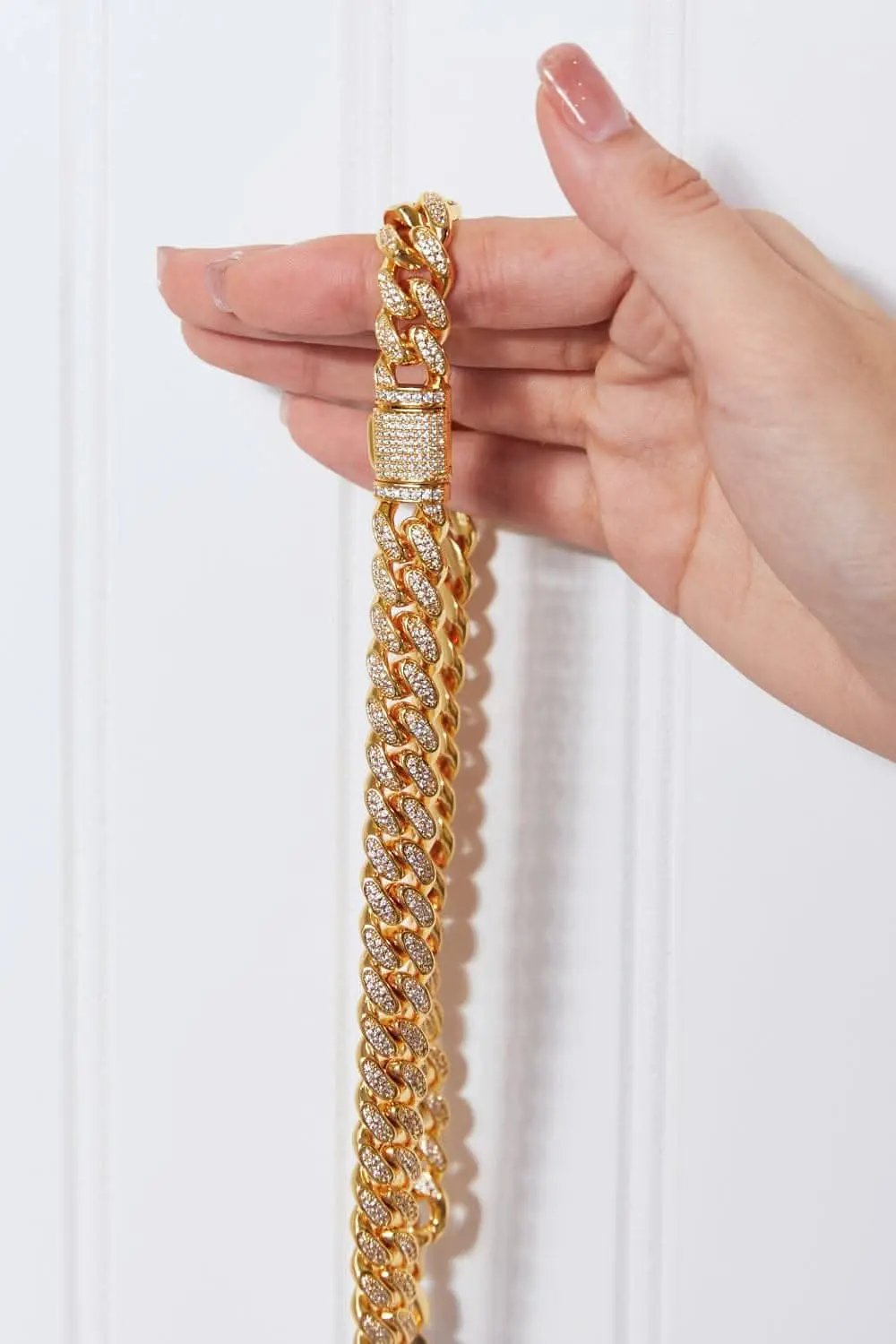 Trendsi Brass Curb Chain Necklace Gold CZ Accents — Everyday Wear