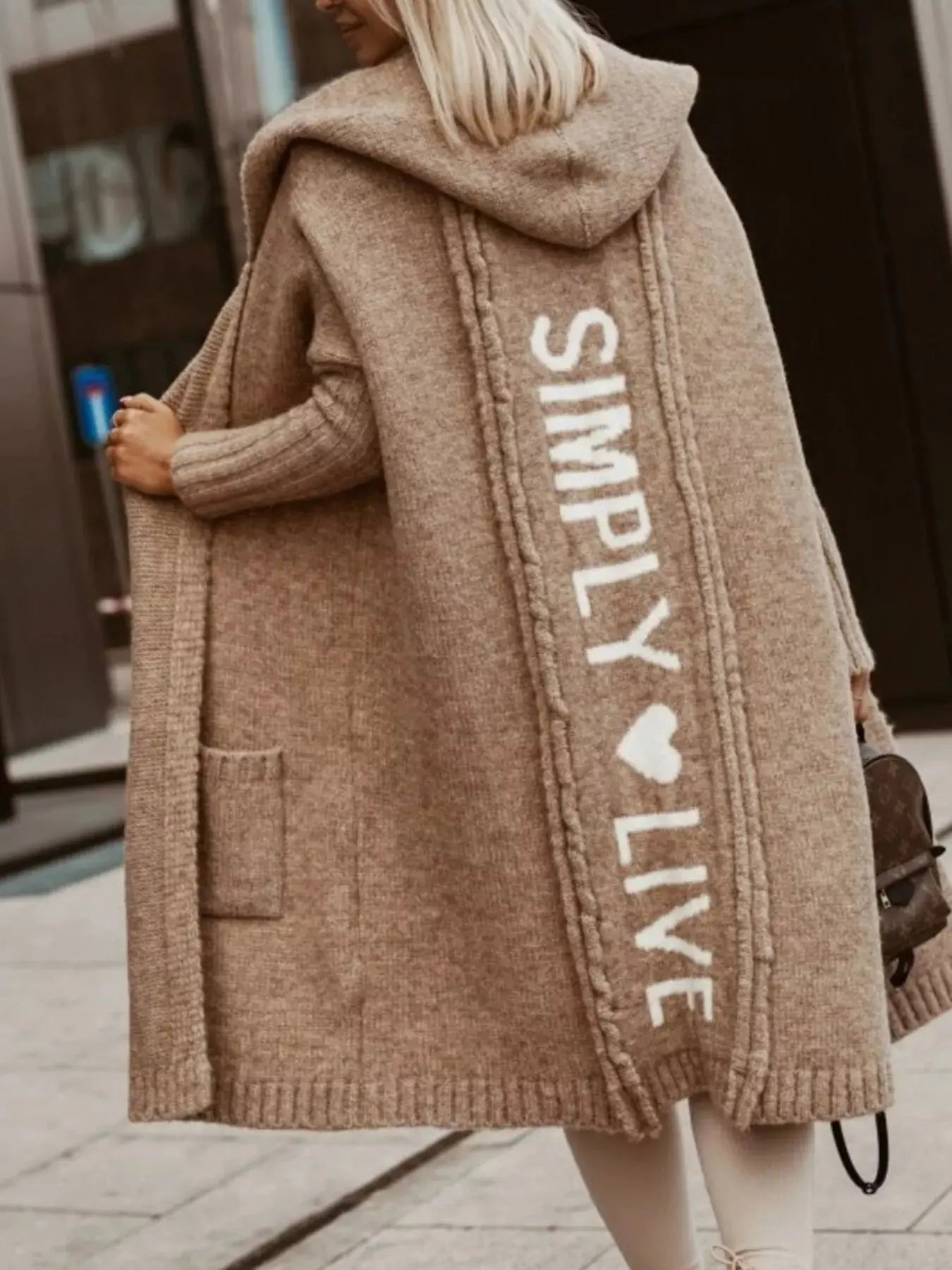 Full Size Hooded Knit Open Front Cardigan
