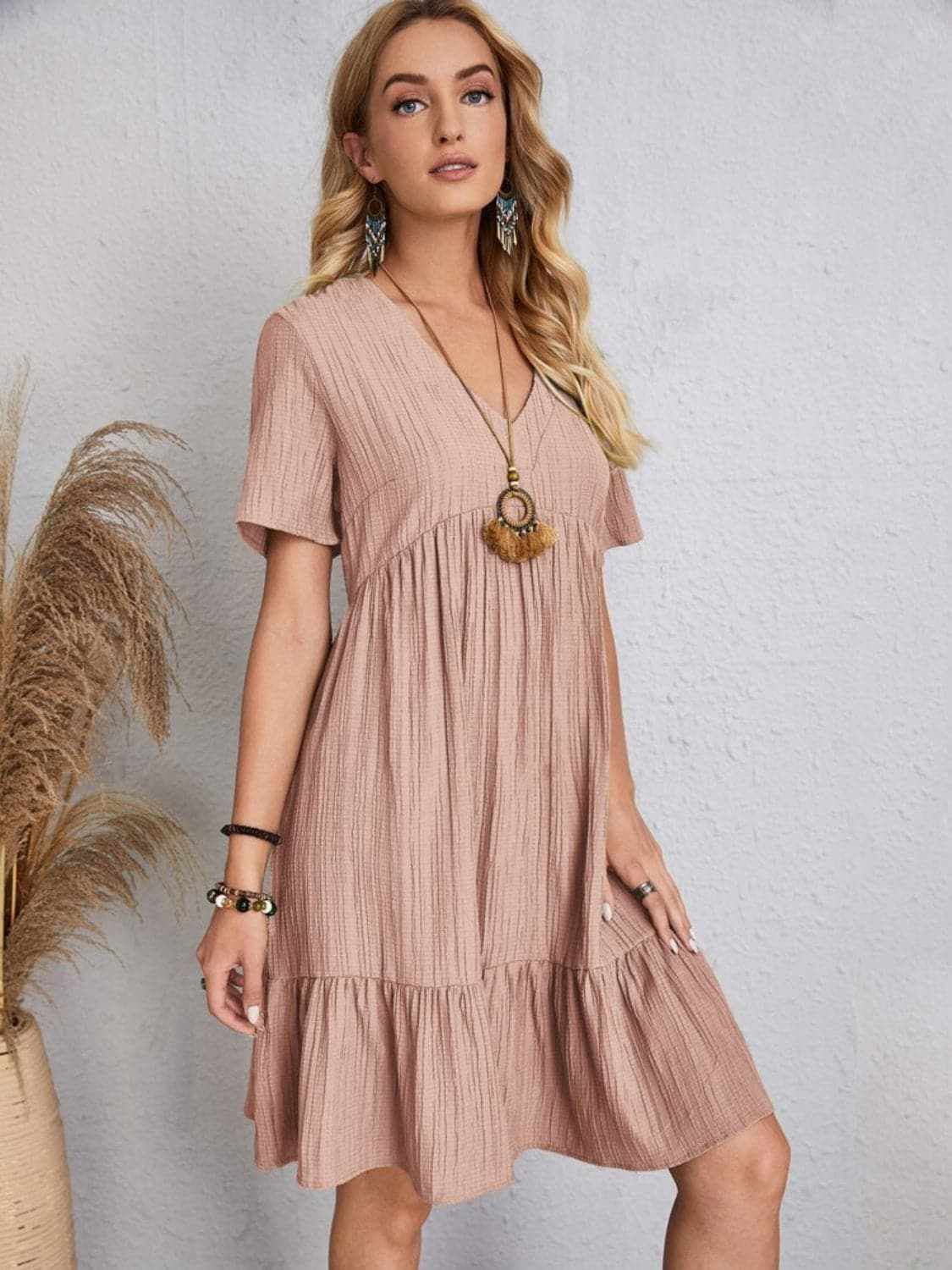 Dresses Trendsi Elegant V-neck dress - 100% polyester