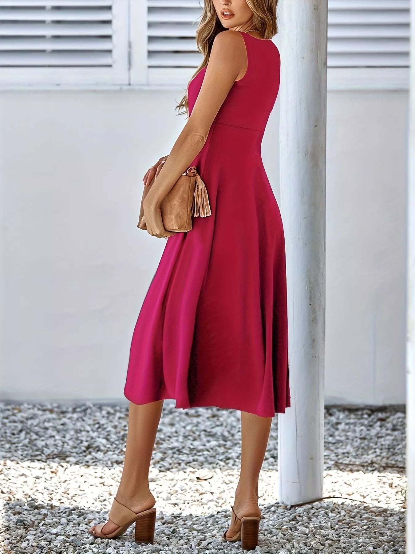 Sleeveless A Line Midi Dress