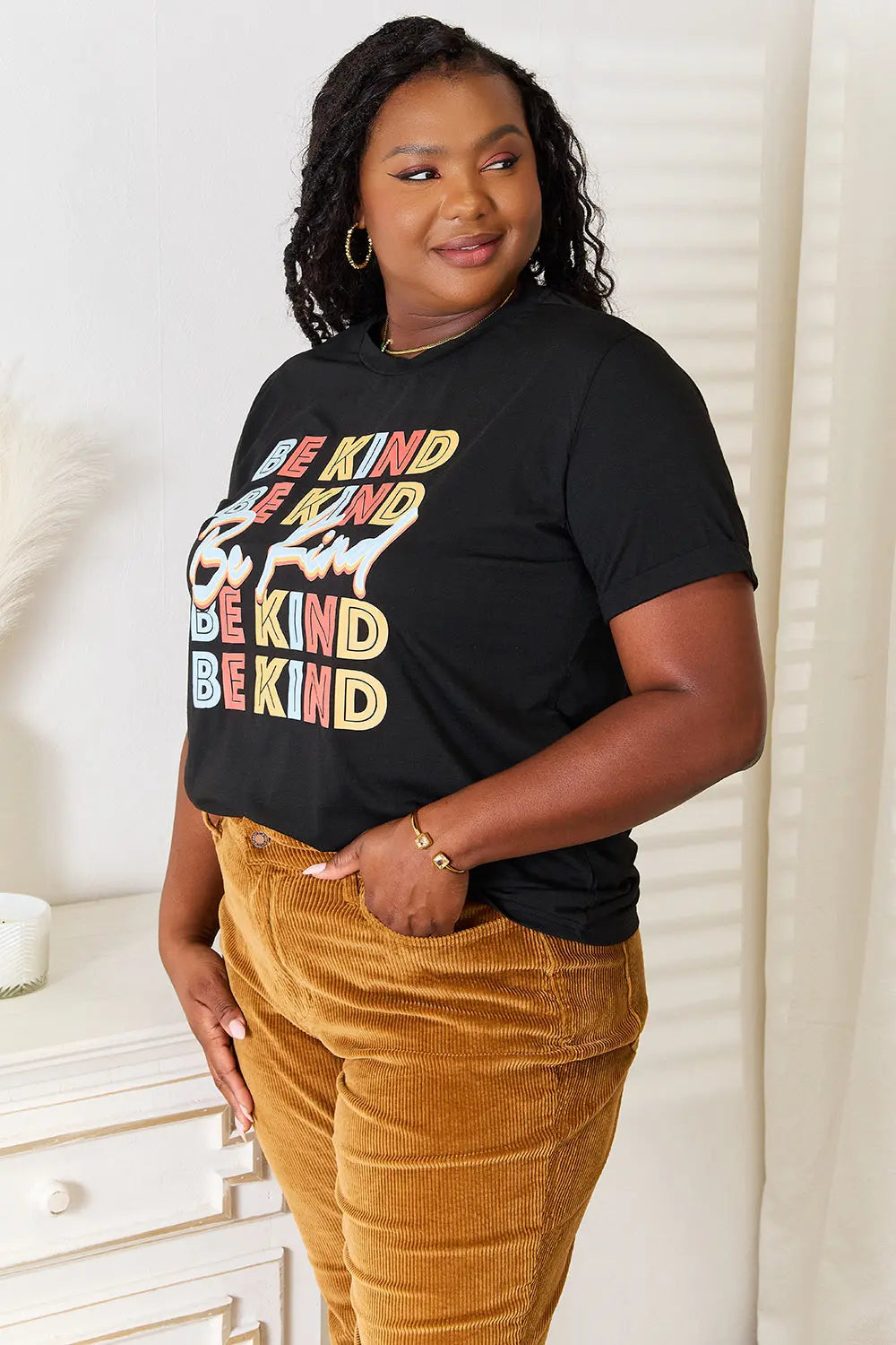 Simply Love BE KIND Round Neck Womens Graphic T Shirt