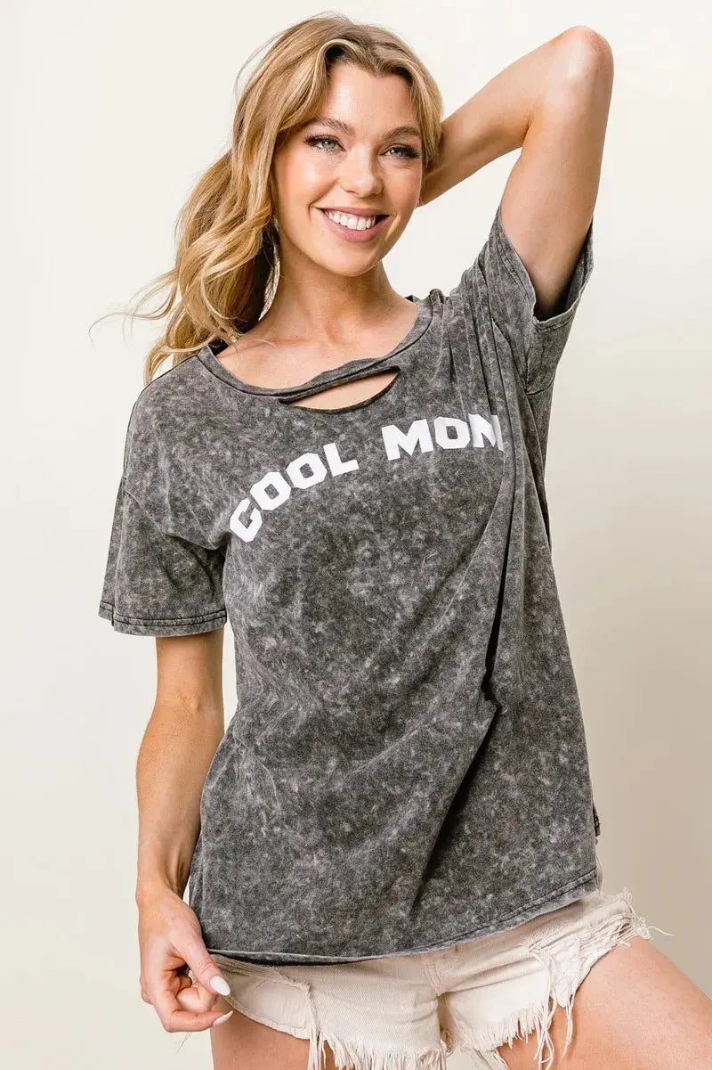 Women's T-Shirt - Laser Cut Mom Graphic - Chic Everyday Tee