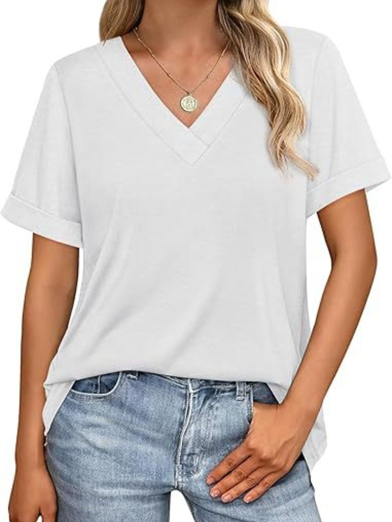 Casual V Neck Short Sleeve T Shirt