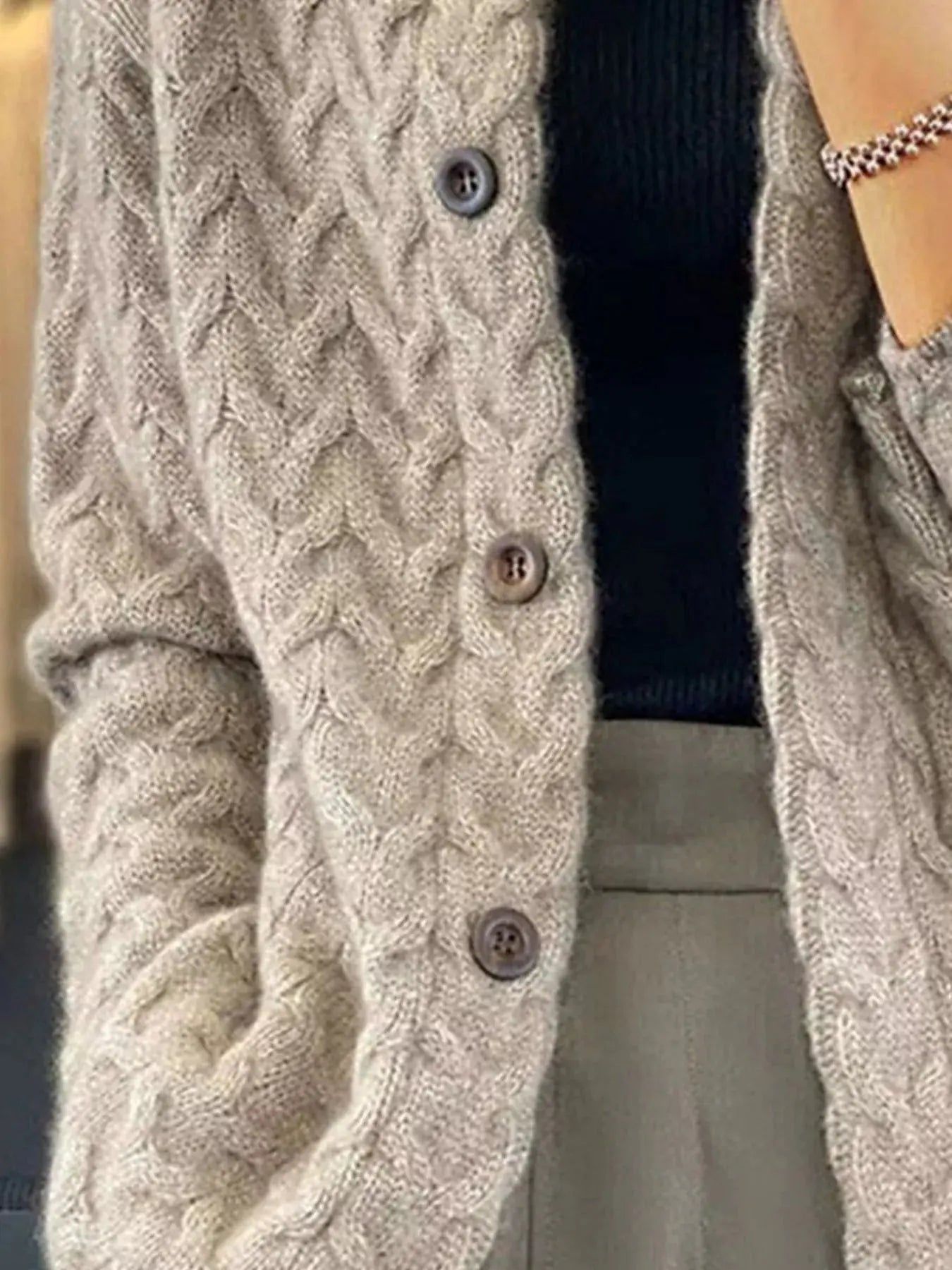 Textured Knit Button Down Cardigan