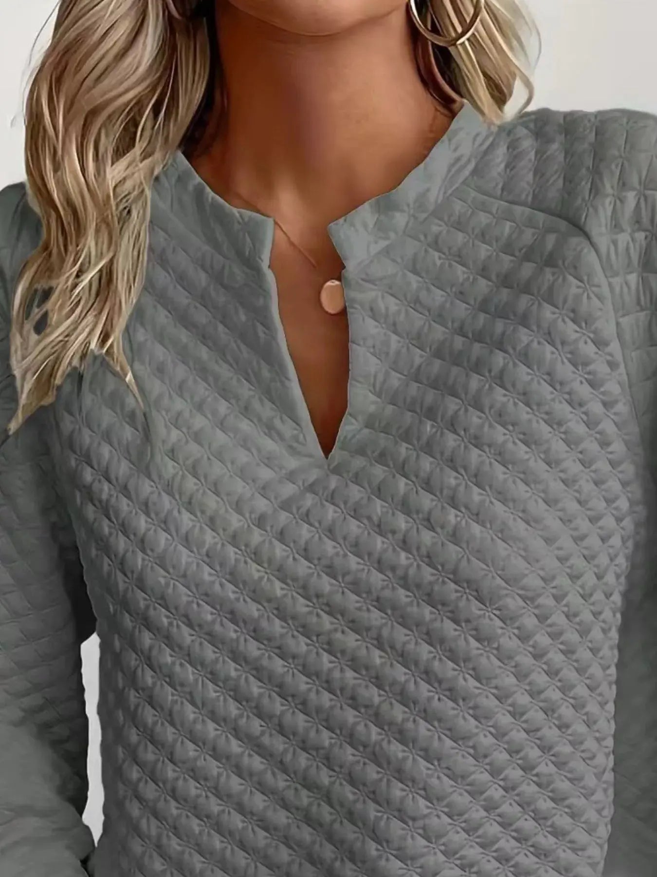 Notched Raglan Sleeve Sweatshirt