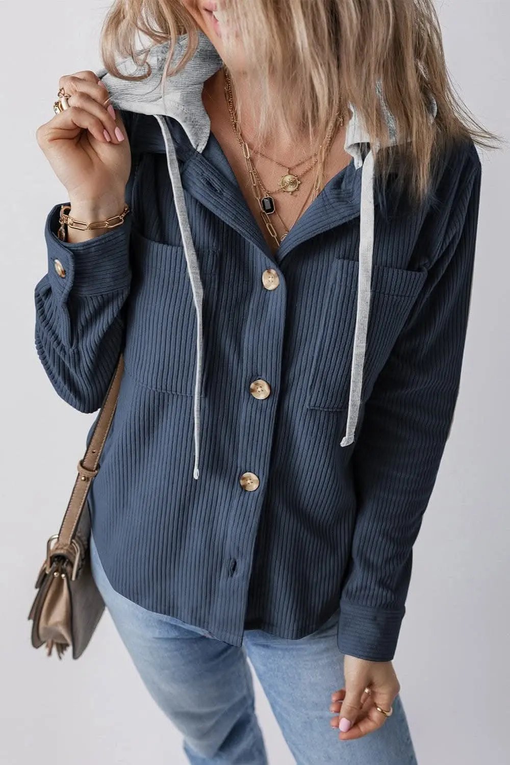 Jackets Trendsi Hooded drawstring jacket with pockets