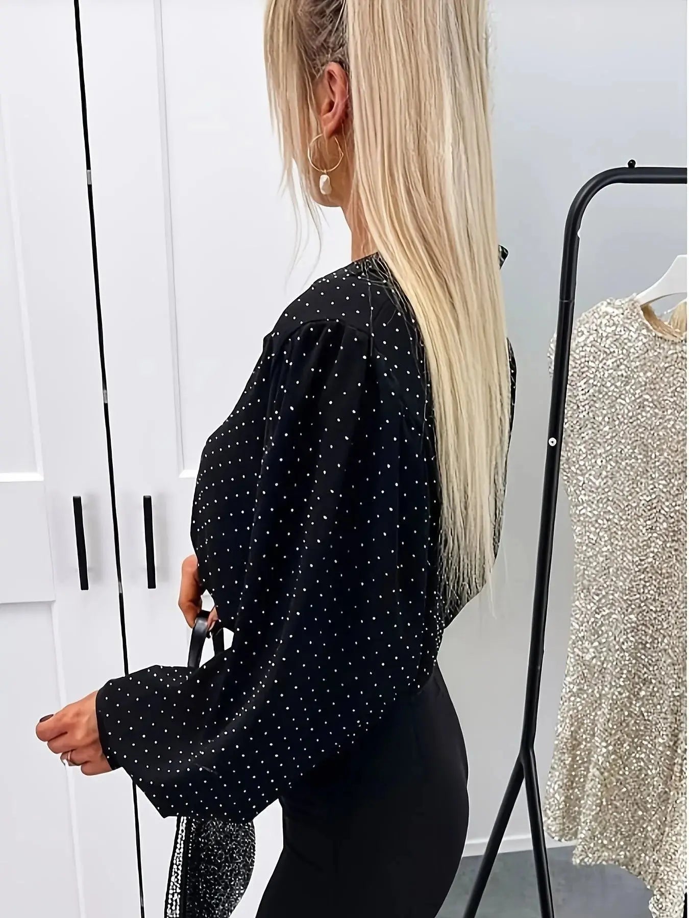 Polka Dot Oversized Button Up Shirt