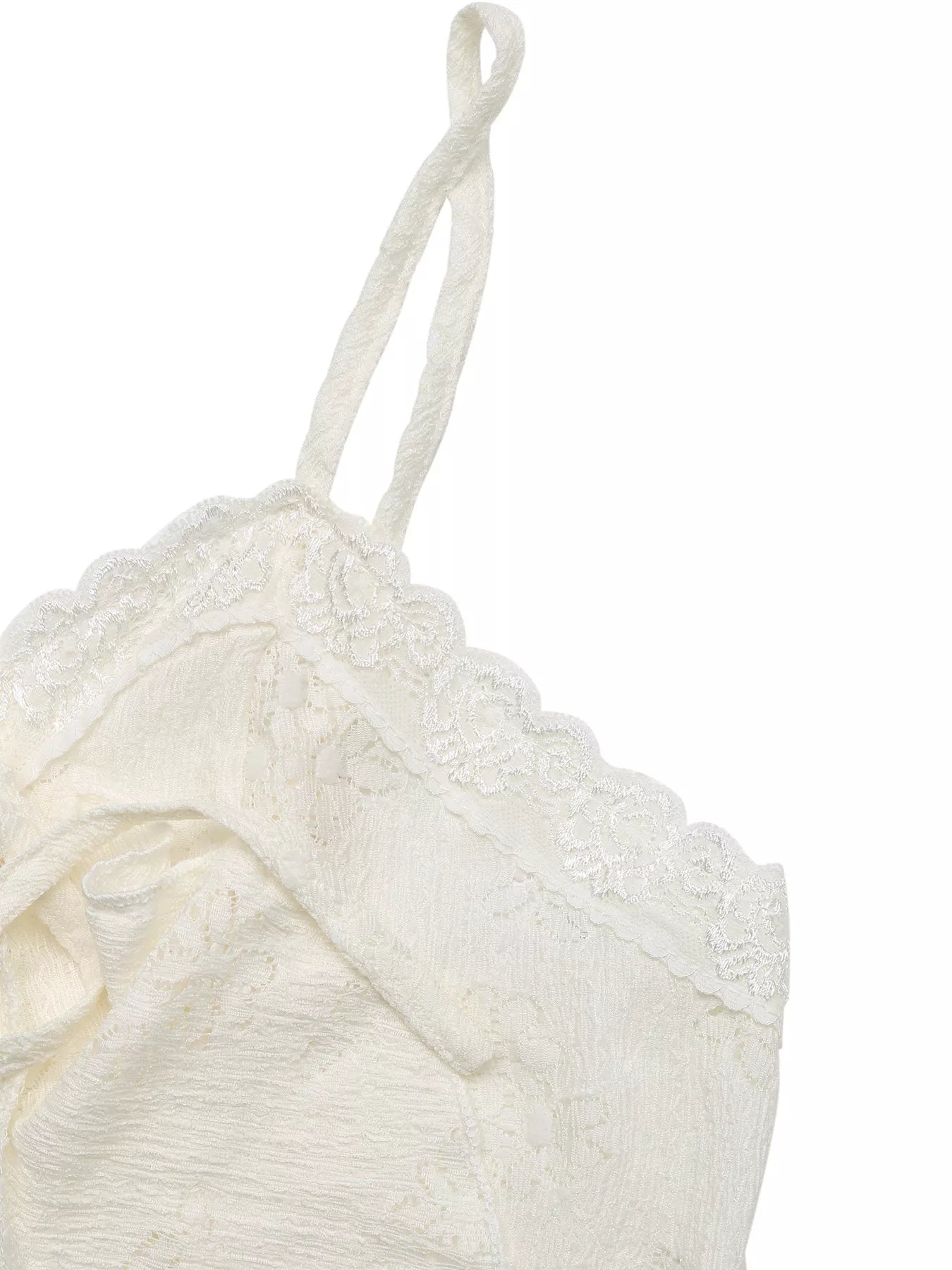 Tie-Front Ruffle Hem Lace Cami Tank