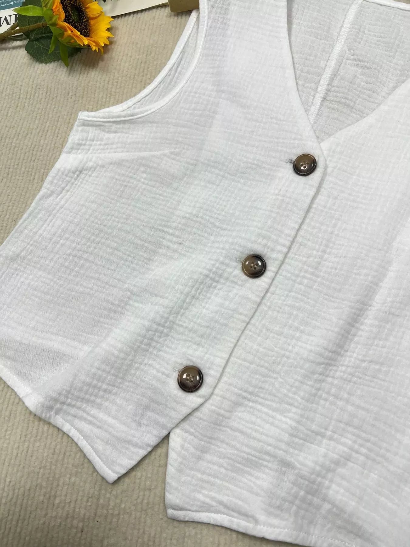 Textured Button Up Vest