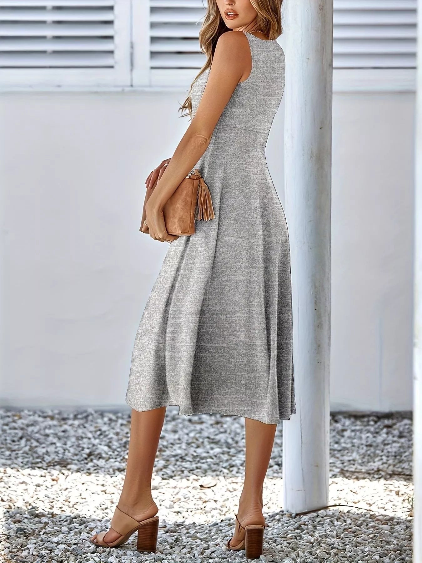 Sleeveless A Line Midi Dress