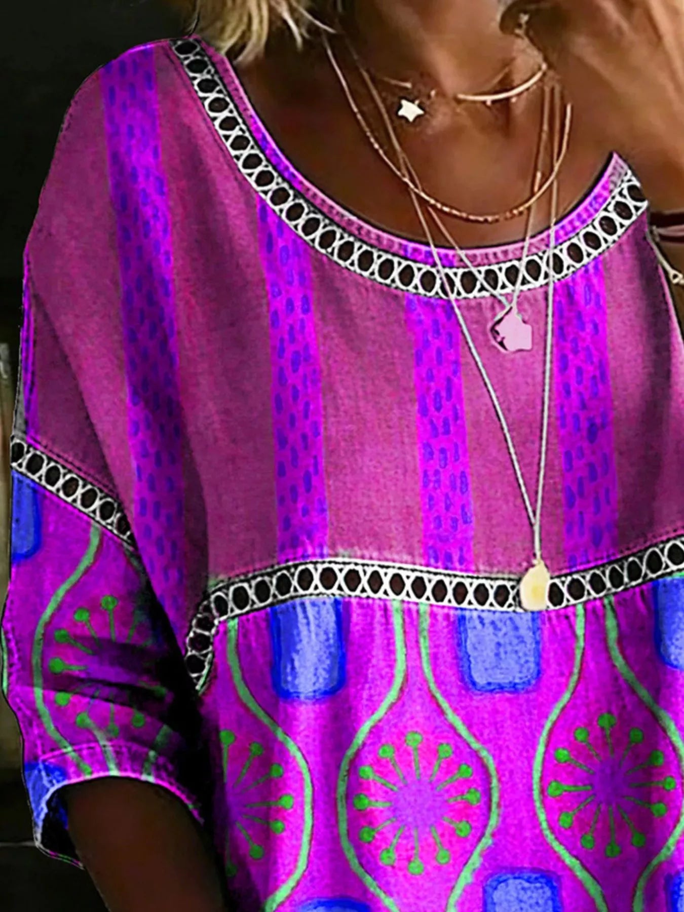 Full Size Hollow Out Round Neck Top