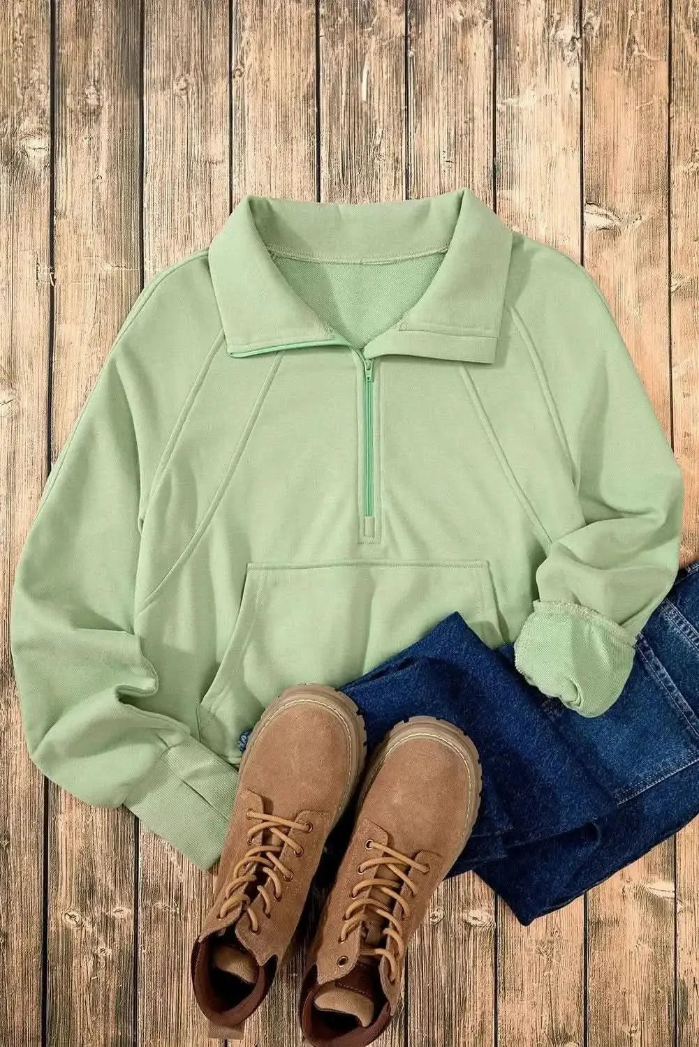 Trendsi Women's Half Zip Sweatshirt With Pockets — Fleece Pullover